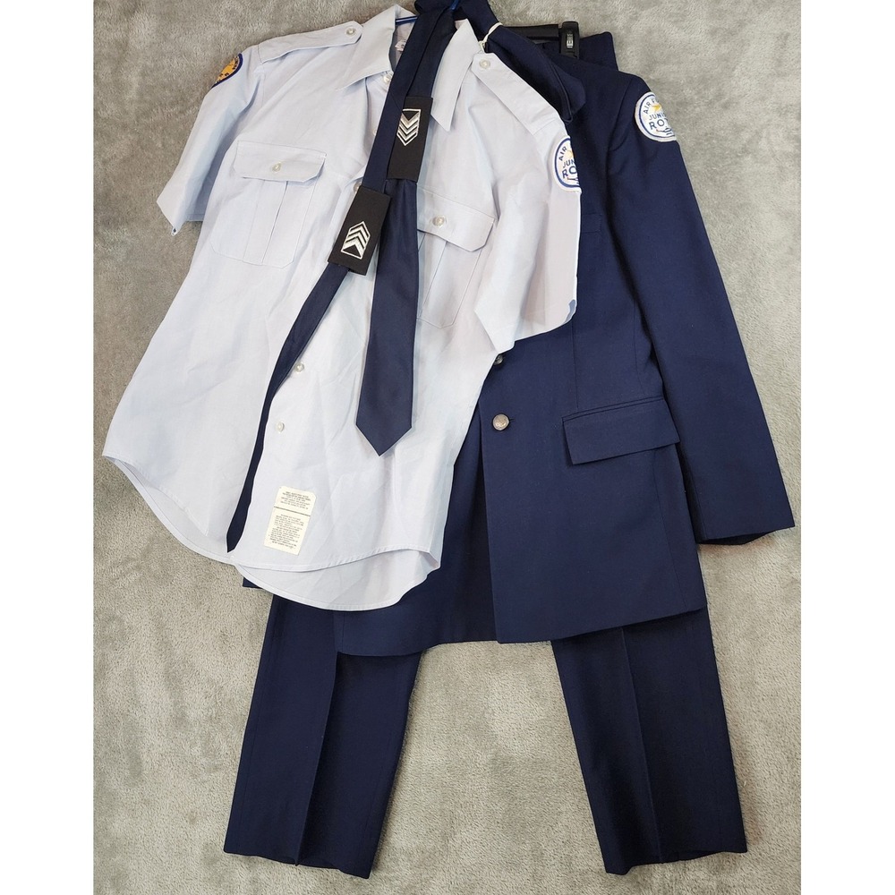 Air Force Junior ROTC Uniform Set Jacket 38R Pants 33R Shirt 16 Tie Vintage 82
